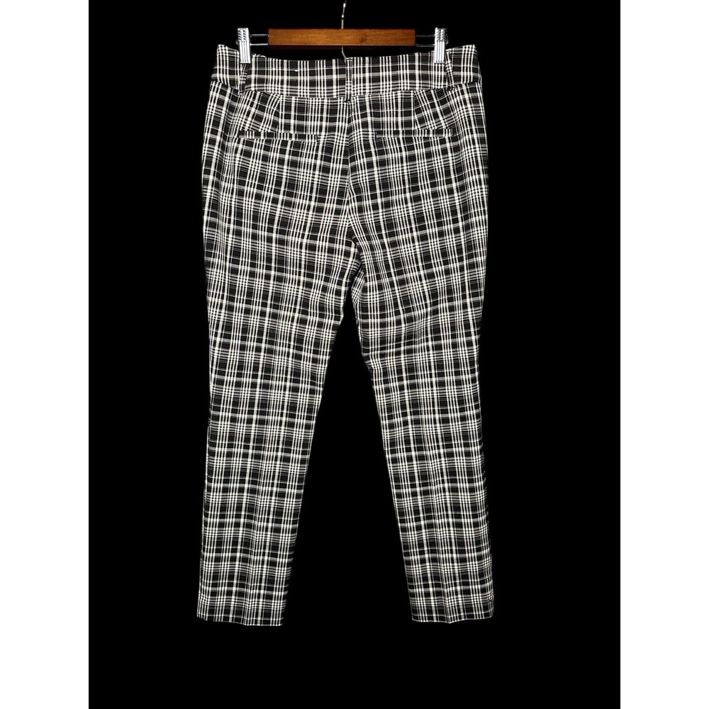 LOFT Outlet Skinny Ankle Pants Women's Size 6 Black White Plaid Stretch 33x28